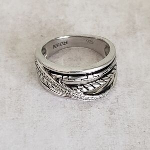 Effy Sterling Silver Diamond Crossover Ring
